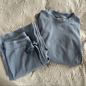 Baby Blue Ribbed Two piece Loungewear set from H&M - size XS/S